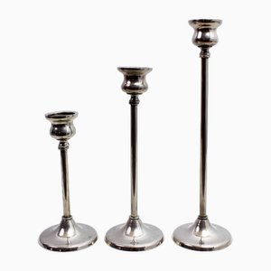 Candleholders in Silver Metal, 1950, Set of 3-BQF-1735219