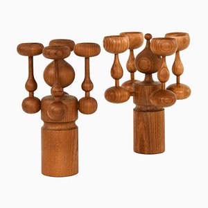 Candleholders in Teak by Erik Höglund, 1950s, Set of 2-SC-1796786