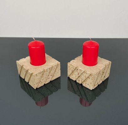 Candleholders in Travertine from Fratelli Mannelli, Italy, 1970s, Set of 2-LYQ-1288541