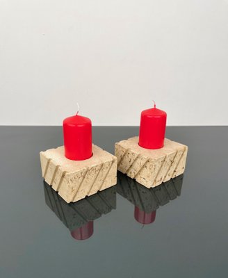 Candleholders in Travertine from Fratelli Mannelli, Italy, 1970s, Set of 2-LYQ-1288541