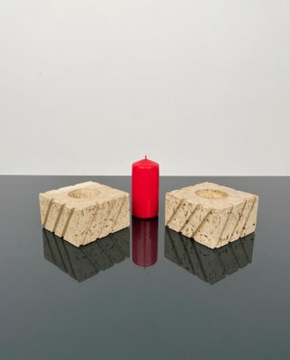 Candleholders in Travertine from Fratelli Mannelli, Italy, 1970s, Set of 2-LYQ-1288541