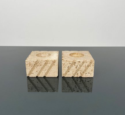 Candleholders in Travertine from Fratelli Mannelli, Italy, 1970s, Set of 2-LYQ-1288541