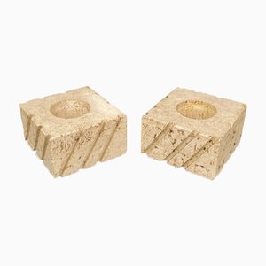 Candleholders in Travertine from Fratelli Mannelli, Italy, 1970s, Set of 2-LYQ-1288541