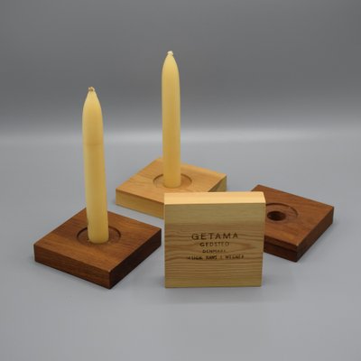 Candleholders in Wood by Hans Wegner for Getama, Denmark, 1950s, Set of 4-RNM-1406294