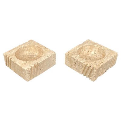 Candleholders or Ashtrays in Travertine from Fratelli Mannelli, Italy, 1970s, Set of 2-LYQ-1288548