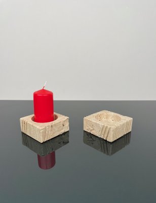 Candleholders or Ashtrays in Travertine from Fratelli Mannelli, Italy, 1970s, Set of 2-LYQ-1288548