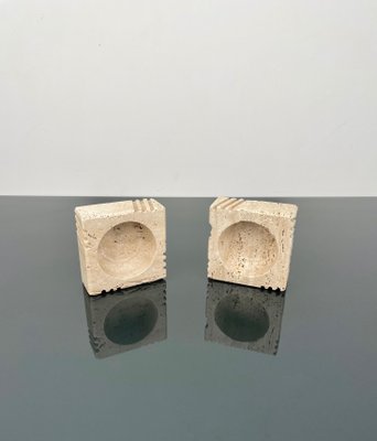 Candleholders or Ashtrays in Travertine from Fratelli Mannelli, Italy, 1970s, Set of 2-LYQ-1288548