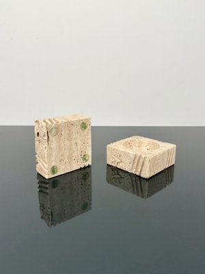 Candleholders or Ashtrays in Travertine from Fratelli Mannelli, Italy, 1970s, Set of 2-LYQ-1288548