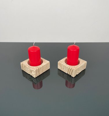 Candleholders or Ashtrays in Travertine from Fratelli Mannelli, Italy, 1970s, Set of 2-LYQ-1288548