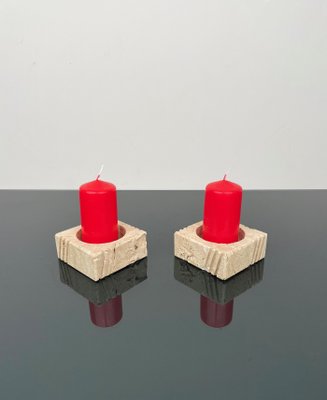 Candleholders or Ashtrays in Travertine from Fratelli Mannelli, Italy, 1970s, Set of 2-LYQ-1288548