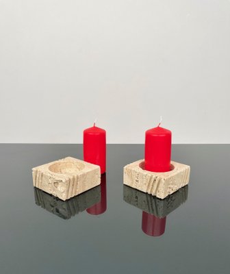 Candleholders or Ashtrays in Travertine from Fratelli Mannelli, Italy, 1970s, Set of 2-LYQ-1288548