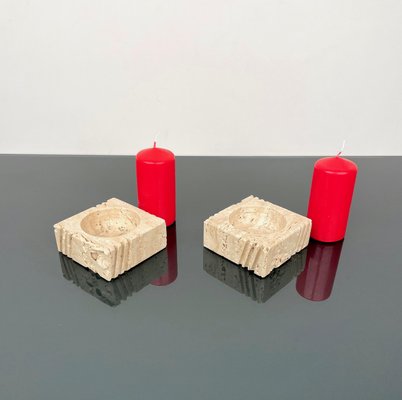 Candleholders or Ashtrays in Travertine from Fratelli Mannelli, Italy, 1970s, Set of 2-LYQ-1288548