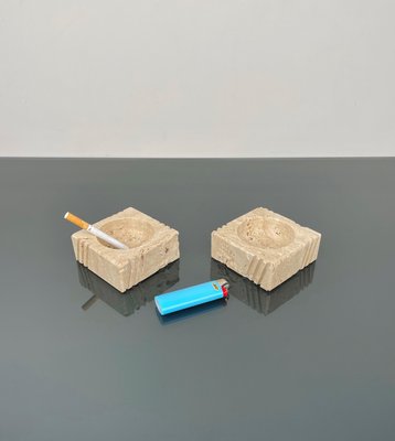 Candleholders or Ashtrays in Travertine from Fratelli Mannelli, Italy, 1970s, Set of 2-LYQ-1288548