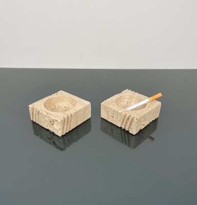 Candleholders or Ashtrays in Travertine from Fratelli Mannelli, Italy, 1970s, Set of 2-LYQ-1288548