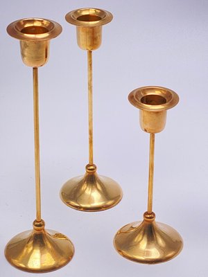 Candlesticks in Brass, Sweden, 1960s, Set of 3-UR-1096059