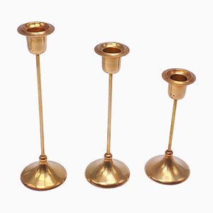 Candlesticks in Brass, Sweden, 1960s, Set of 3-UR-1096059