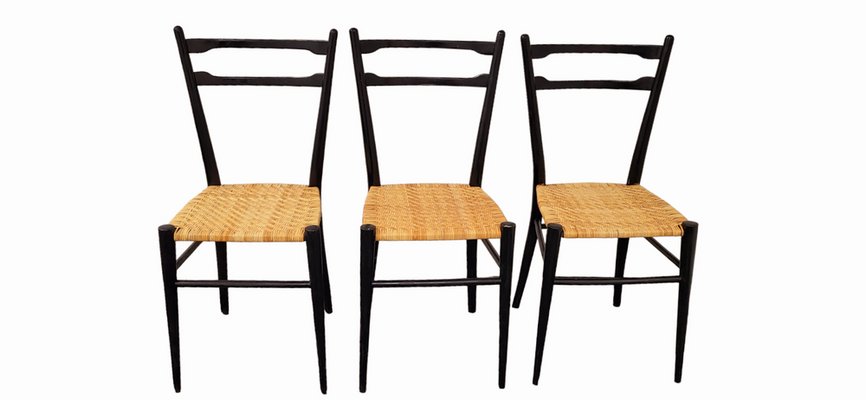 Cane Chairs in the style of Gio Ponti, Set of 3-LDW-1813625