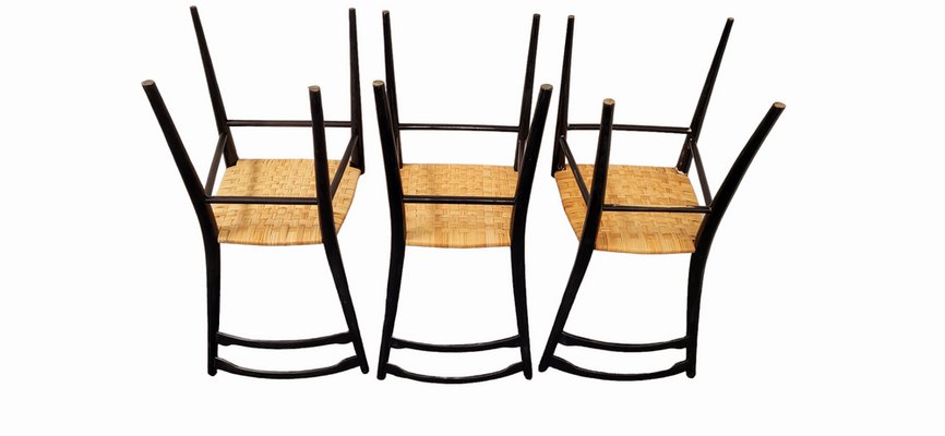 Cane Chairs in the style of Gio Ponti, Set of 3-LDW-1813625