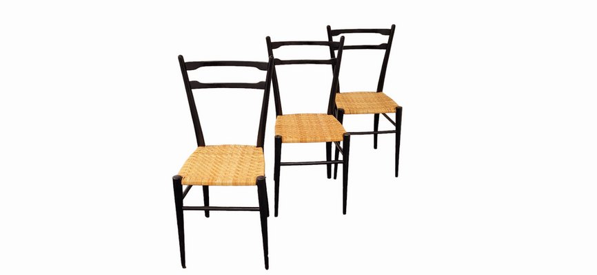 Cane Chairs in the style of Gio Ponti, Set of 3-LDW-1813625