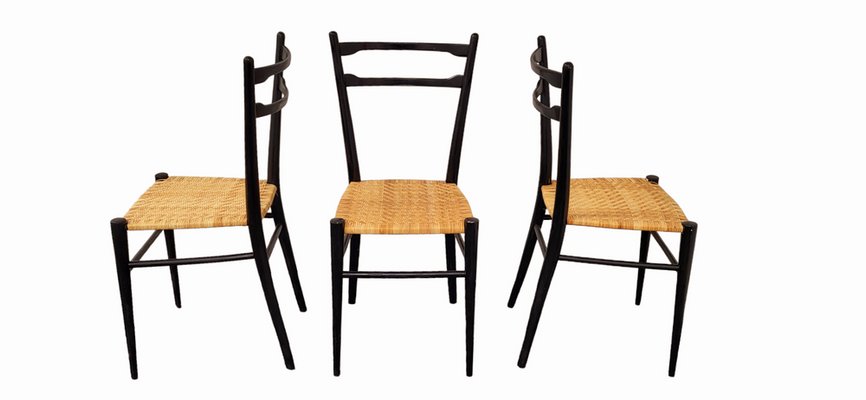 Cane Chairs in the style of Gio Ponti, Set of 3-LDW-1813625