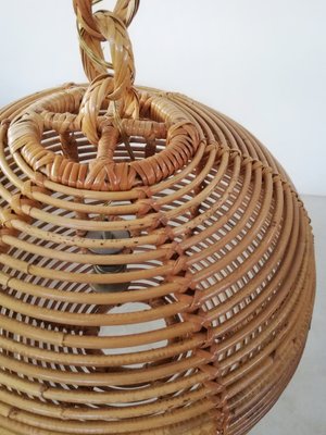 Cane & Rattan Globe Pendant Lights, 1970s, Set of 2-UIW-1317644