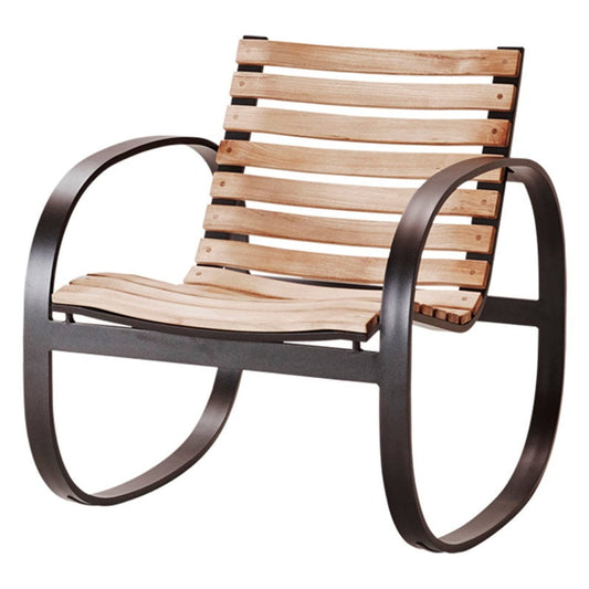 Parc rocking chair by Cane-line #teak - lava grey #