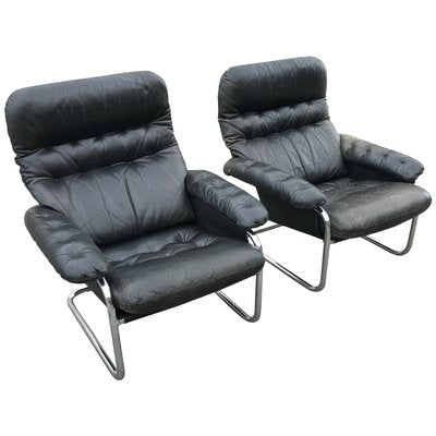 Cantilever Leather Chairs by Sam Larsson for DUX, 1972, Set of 2-MXB-1240003