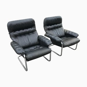 Cantilever Leather Chairs by Sam Larsson for DUX, 1972, Set of 2-MXB-1240003