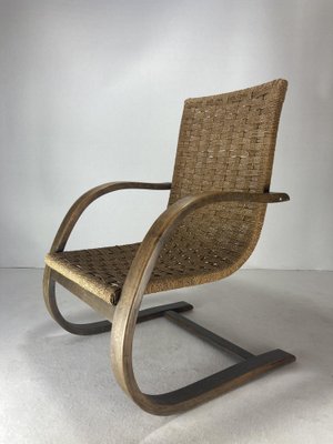 Cantilever Wicker Cord Chair, 1930s-BHG-1818771