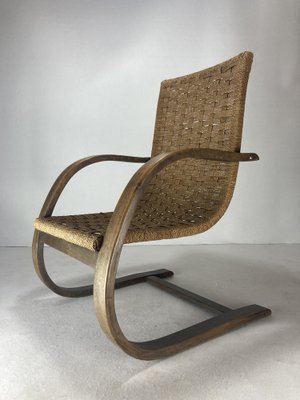 Cantilever Wicker Cord Chair, 1930s-BHG-1818771