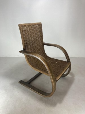 Cantilever Wicker Cord Chair, 1930s-BHG-1818771