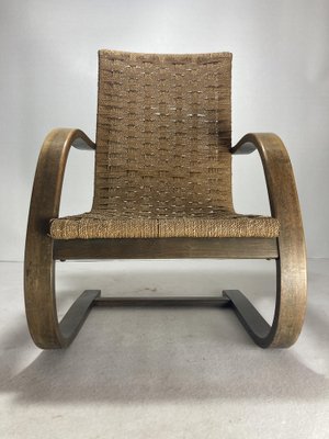 Cantilever Wicker Cord Chair, 1930s-BHG-1818771