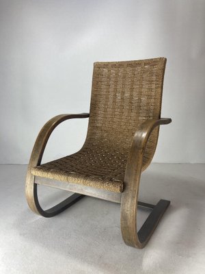 Cantilever Wicker Cord Chair, 1930s-BHG-1818771