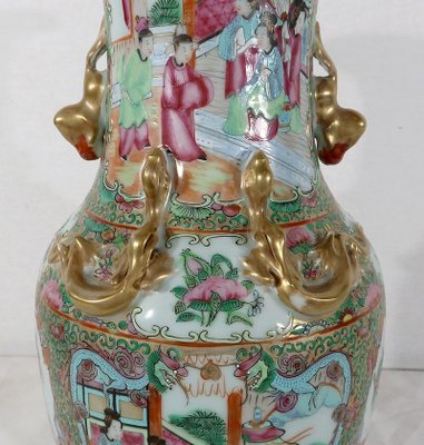 Canton Porcelain Vase on Wooden Base, China-RVK-1170534