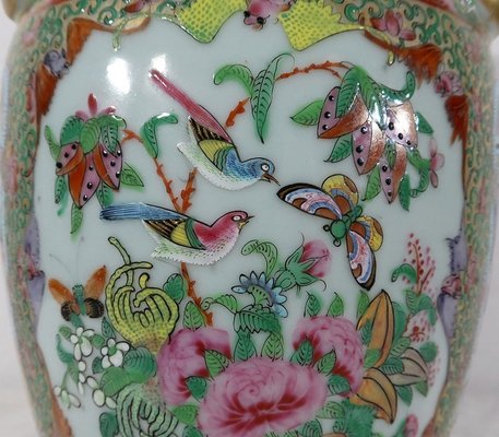 Canton Porcelain Vase on Wooden Base, China-RVK-1170534