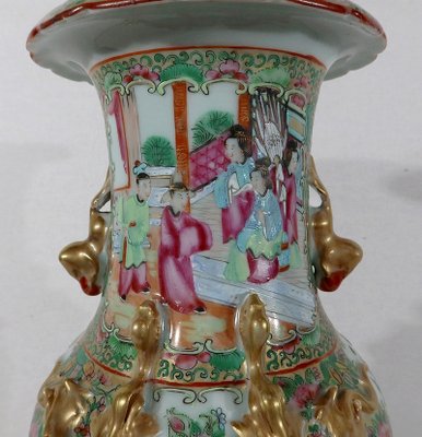 Canton Porcelain Vase on Wooden Base, China-RVK-1170534