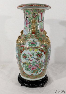 Canton Porcelain Vase on Wooden Base, China-RVK-1170534