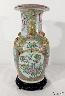 Canton Porcelain Vase on Wooden Base, China-RVK-1170534