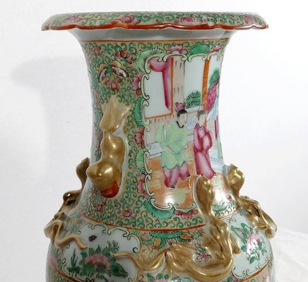 Canton Porcelain Vase on Wooden Base, China-RVK-1170534