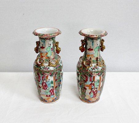 Canton Porcelain Vases, China, Late 19th Century, Set of 2-RVK-984279