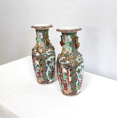 Canton Porcelain Vases, China, Late 19th Century, Set of 2-RVK-984279