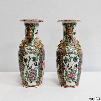 Canton Porcelain Vases, China, Late 19th Century, Set of 2-RVK-984279