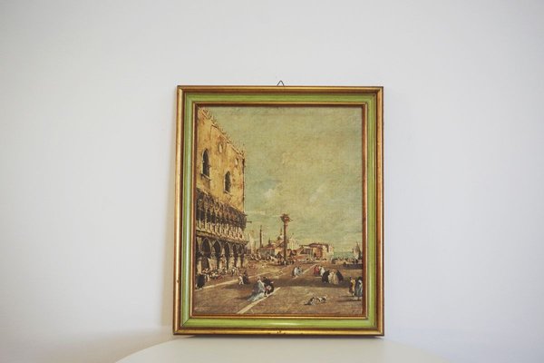 Canvas Landscape Representation of Venice, 1960s, Set of 2-KNM-913676