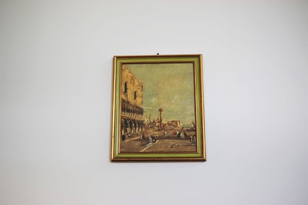 Canvas Landscape Representation of Venice, 1960s, Set of 2-KNM-913676