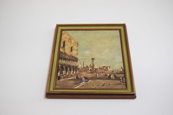 Canvas Landscape Representation of Venice, 1960s, Set of 2-KNM-913676