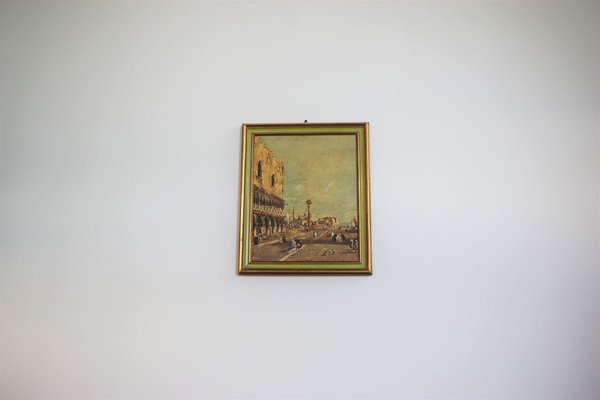 Canvas Landscape Representation of Venice, 1960s, Set of 2-KNM-913676