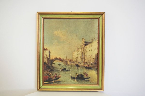 Canvas Landscape Representation of Venice, 1960s, Set of 2-KNM-913676