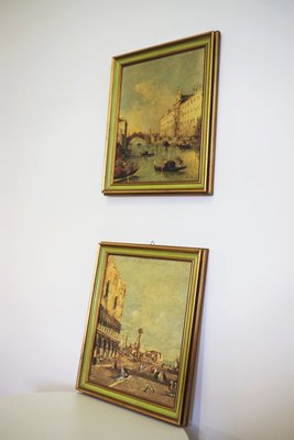 Canvas Landscape Representation of Venice, 1960s, Set of 2-KNM-913676