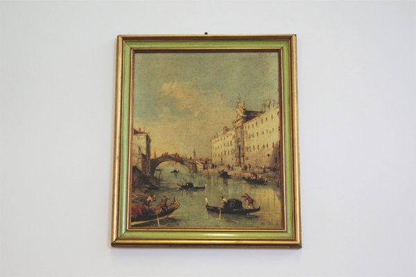 Canvas Landscape Representation of Venice, 1960s, Set of 2-KNM-913676