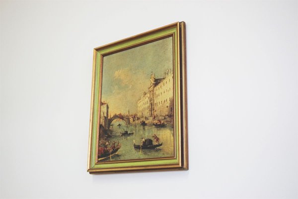 Canvas Landscape Representation of Venice, 1960s, Set of 2-KNM-913676